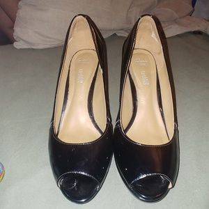 Clarks black peep toe heels